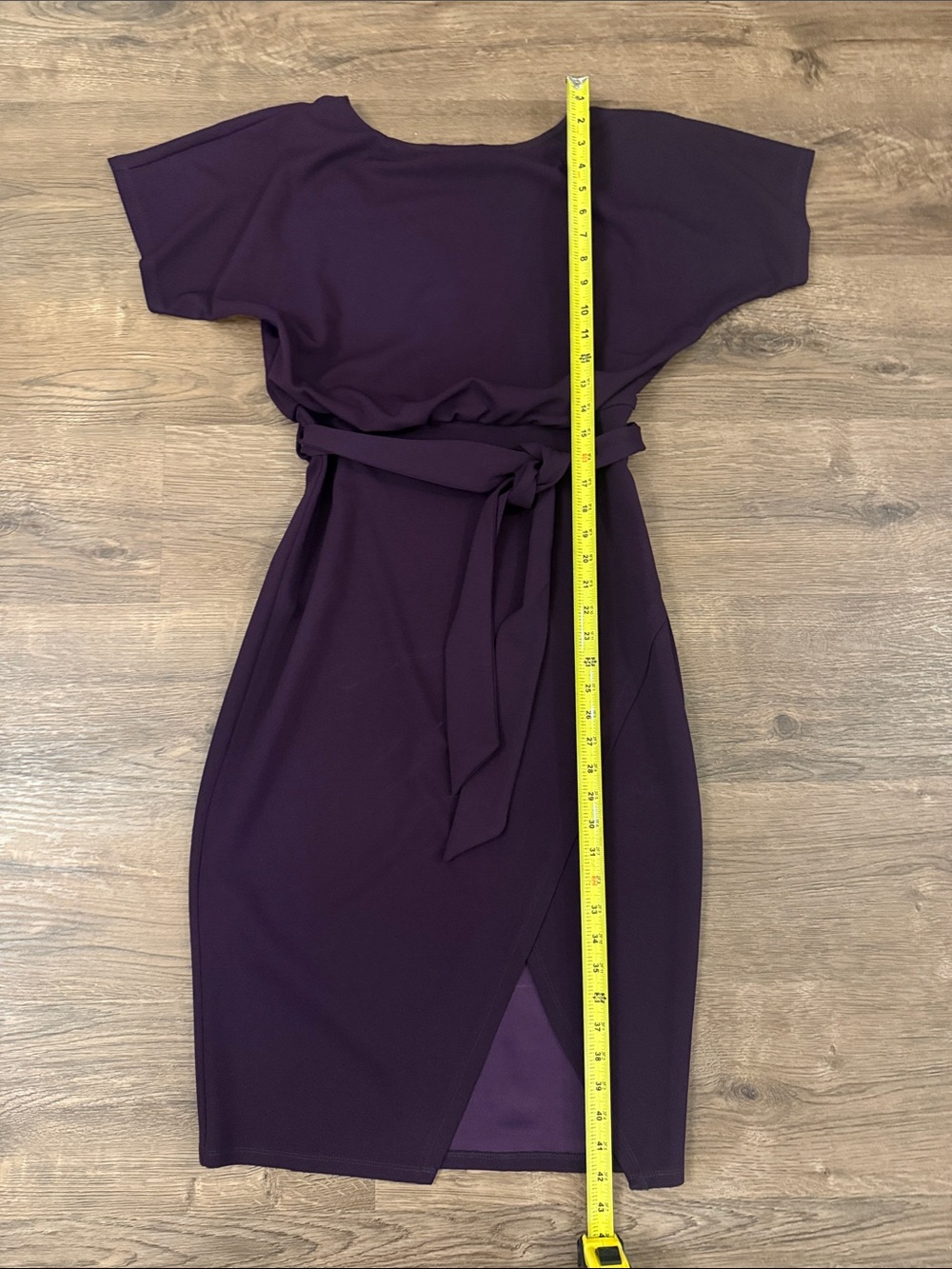kenzie Faux Wrap Plum Belted Midi Dress Size 6